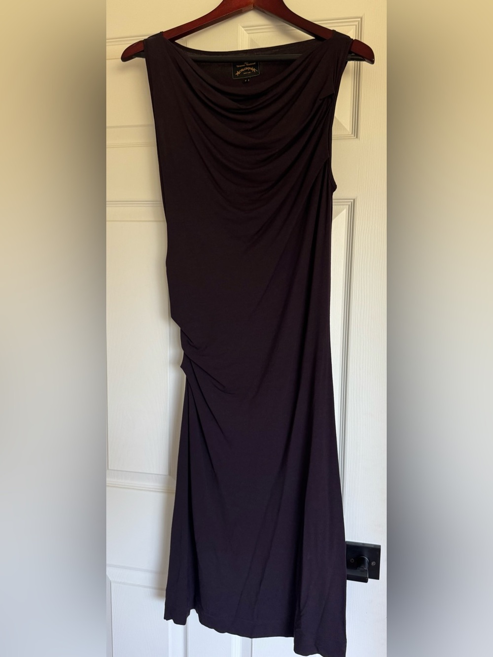 Vivienne Westwood Sleeveless Draped Midi Dress in Plum